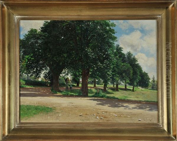 Sommerliche Parklandschaft Oil Painting by Otto Struetzel