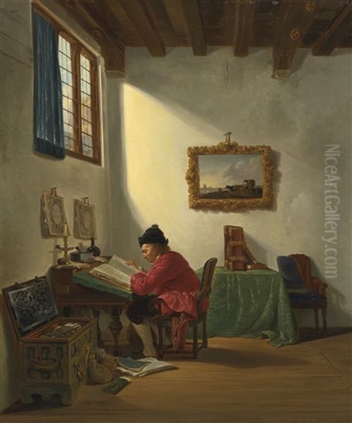 Merchant At His Desk Oil Painting by Abraham van Stry the Elder