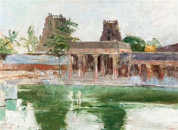 The Holy Pond At The Great Pagode In Madura (india) by Guillaume Van Strydonck