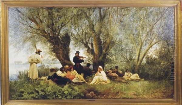 A Captive Audience Oil Painting by Wilhelm August Stryowski