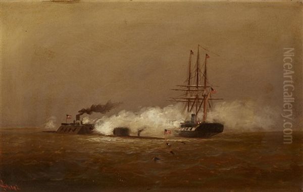 The Battle Between The U.s.s. Monitor And The C.s.s. Virginia (merrimac) by Alexander Charles Stuart