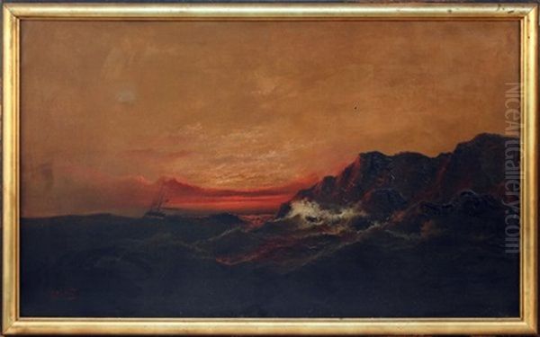 Sunset On The Coast Oil Painting by Charles Stuart