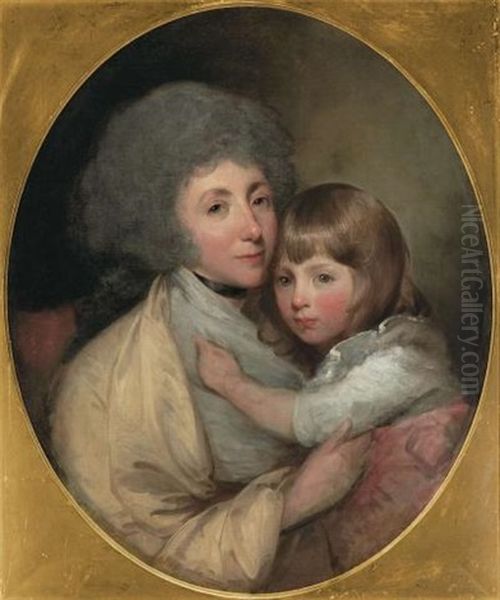 Portrait Of Mrs. Luke White And Her Son Oil Painting by Gilbert Stuart