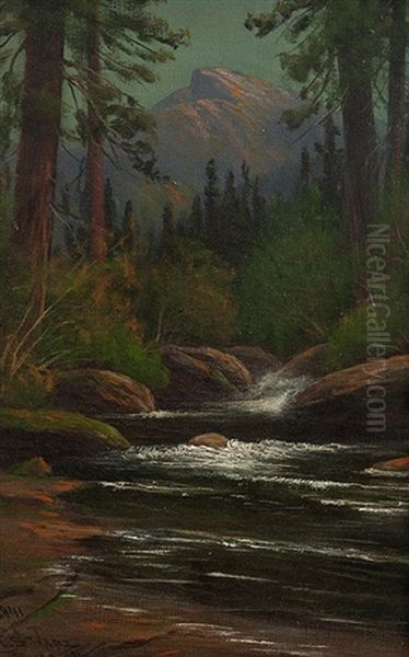 Pyramid Peak And Lyons Creek, From Near Wilson's Cattle Camp. California Oil Painting by James Everett Stuart