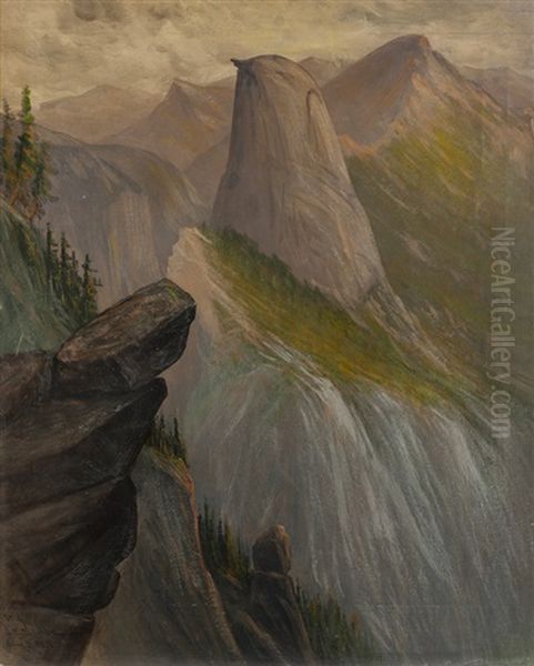 Tenaya Peak, Clouds Rest And Half Dome From Lilliloutte Crest, Yosemite National Park Oil Painting by James Everett Stuart