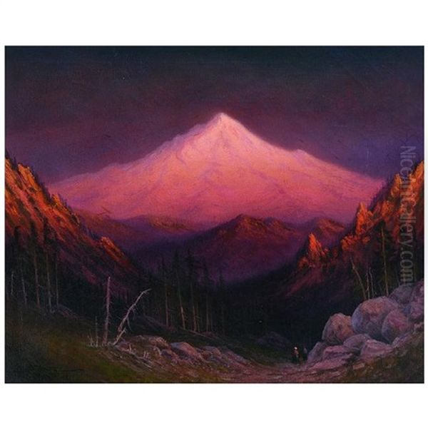 Sunset Glow, Mt. Pitt, Southern Oregon Oil Painting by James Everett Stuart