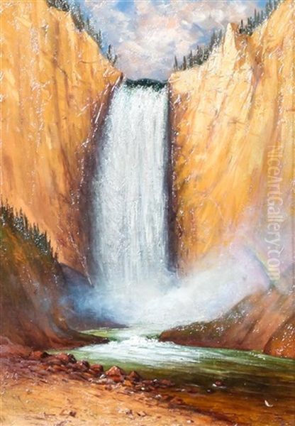 Lower Falls At Yellowstone Oil Painting by James Everett Stuart