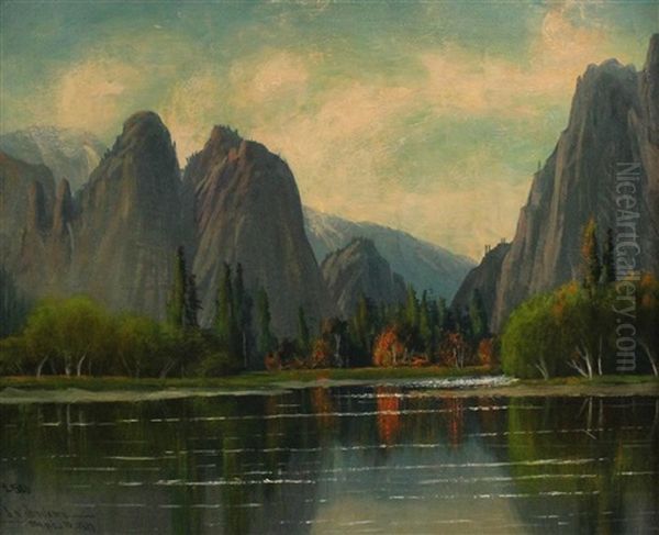 The Three Graces From The Merced River, Yosemite Oil Painting by James Everett Stuart