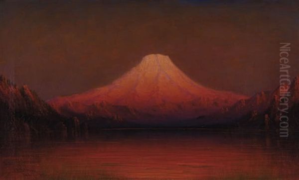 Sunset Glow, Mt. Rainier, Near Tacoma, Washington Oil Painting by James Everett Stuart