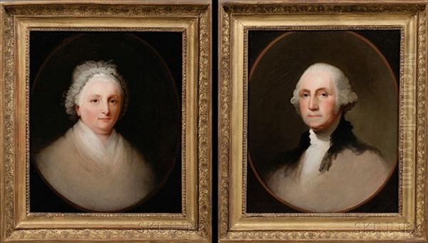 Portrait Of George Washington (+ Portrait Of Martha Washington; Pair) Oil Painting by Jane Stuart