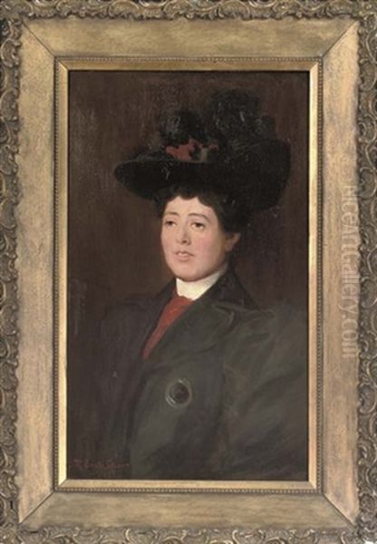 Portrait Of A Lady, In A Green Coat And Hat Oil Painting by Robert Easton Stuart