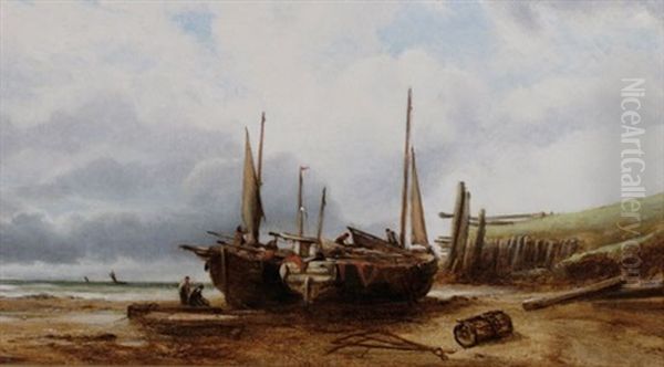 Coastal Scene With Boats by Ralph Reuben Stubbs