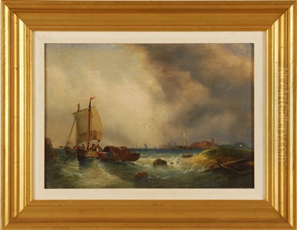 Coastal Landscape With Fishing Boats by Ralph Reuben Stubbs