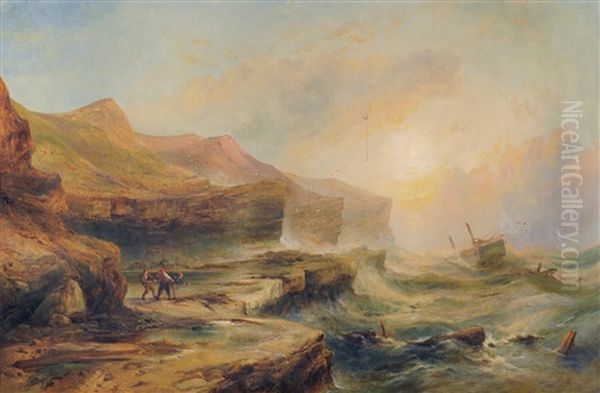 Filey Brigg Oil Painting by Ralph Reuben Stubbs