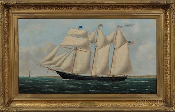 Portrait Of The Sarah Pauline Flying An American Flag, Probably Off Scituate Oil Painting by William Pierce Stubbs