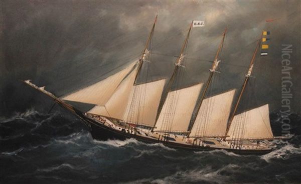 The Schooner Alicia B. Crosby Oil Painting by William Pierce Stubbs