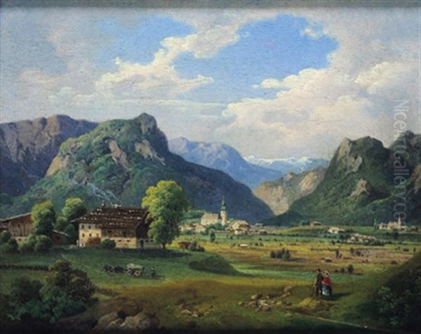 Landschaftsmotiv Mit Figurlicher Staffage Oil Painting by Philipp Von Stubenrauch