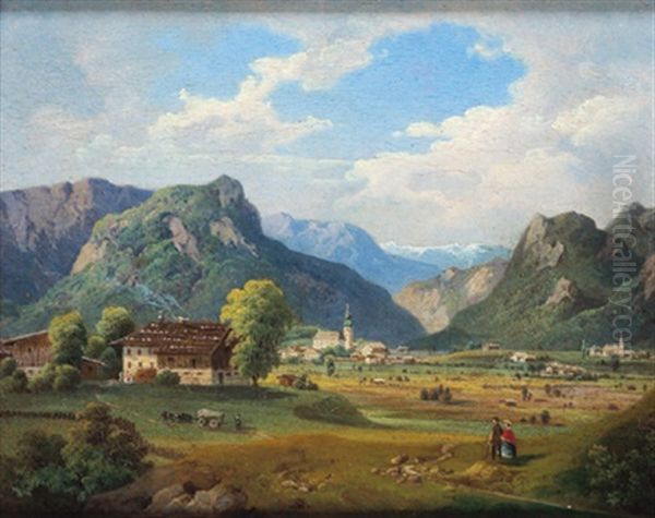 Landschaftsmotiv Mit Figurlicher Staffage Oil Painting by Philipp Von Stubenrauch