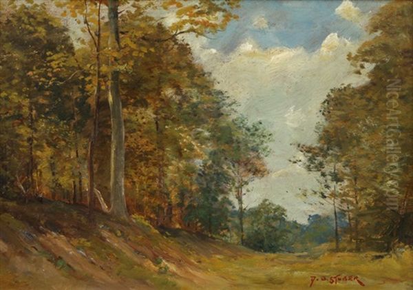 Trees In A Landscape Oil Painting by Dedrick B. Stuber