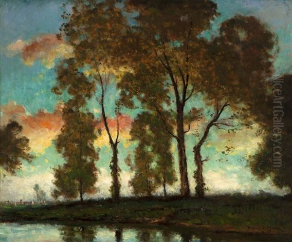 Sunset Through The Trees Oil Painting by Dedrick B. Stuber