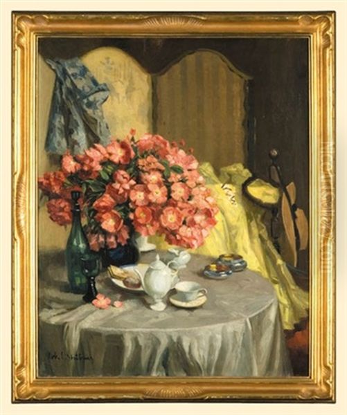 Still Life With Flowers Oil Painting by Robert Emil Stuebner