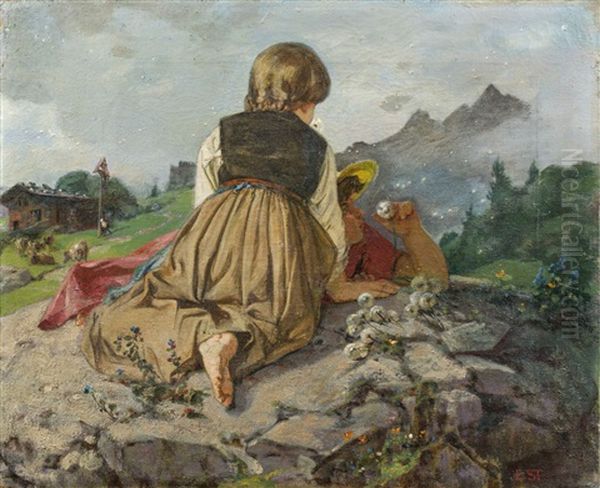 Kein Samchen Fallt Aus Dieser Welt Und Jedes Fallt Wie's Gott Gefallt Oil Painting by Ernst Stueckelberg