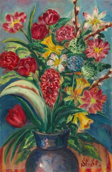 Vase Mit Fruhlingsstraus Oil Painting by Stanislaw Stuckgold