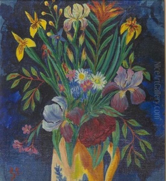 Fruhlingsblumen In Einem Krug Oil Painting by Stanislaw Stuckgold