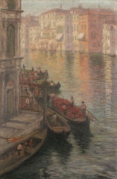 Blick Auf Den Canal Grande In Venedig Oil Painting by Arthur Haythorne Studd