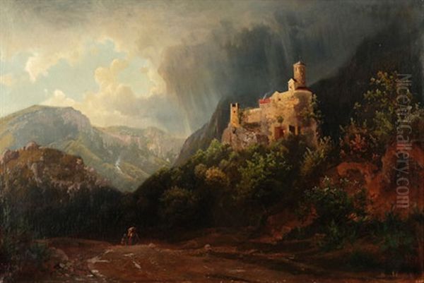 Blick Auf Schloss Bechburg Oil Painting by Bernhard Studer