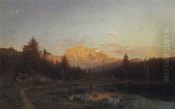 Hintersee Mit Dem Hohen Goll Oil Painting by Bernhard Studer