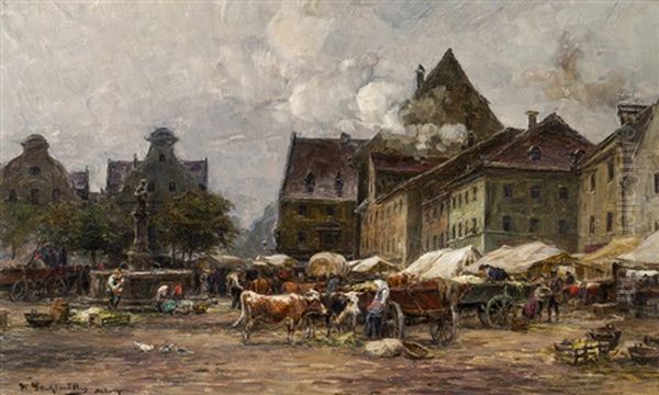 Markttag Oil Painting by Karl Stuhlmueller