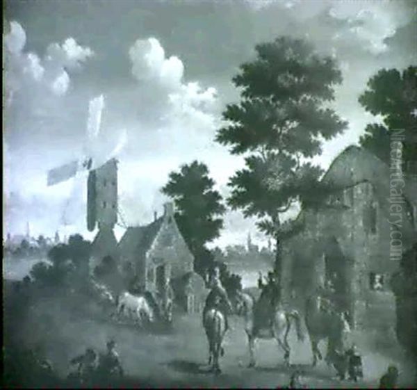 Landleben Oil Painting by Johann Georg Stuhr