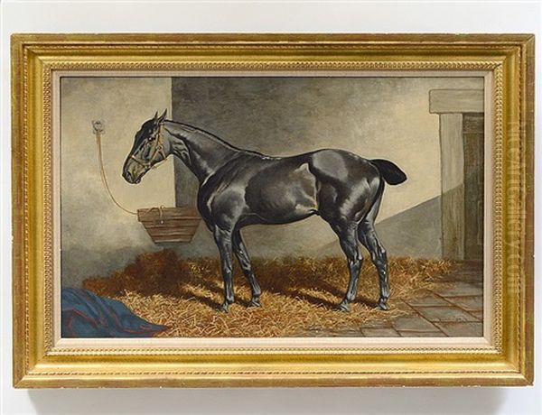 Grey Hunter In A Barn Oil Painting by Henry Stull