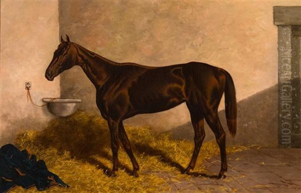 Equestrian Portrait Of Delaware Oil Painting by Henry Stull