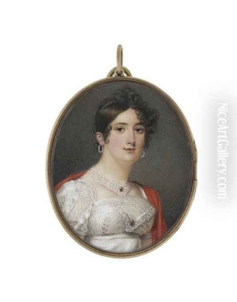 A Portrait Miniature Of Mrs Mary Levin Smith (d.1839) Oil Painting by Samuel John Stump