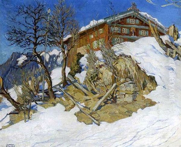 Winters Ende In Kitzbuhel Oil Painting by Wilhelm Stumpf