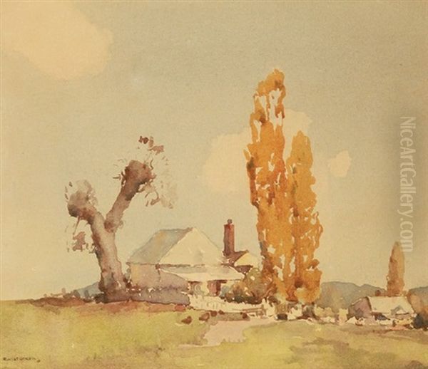 Farmhouse Corner Oil Painting by Reginald Ward Sturgess