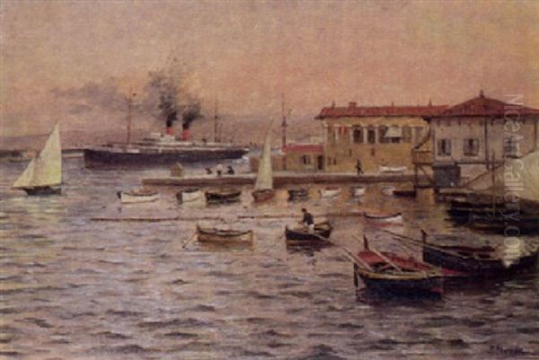 Bateaux Au Port D'alger Oil Painting by Michel Sturla