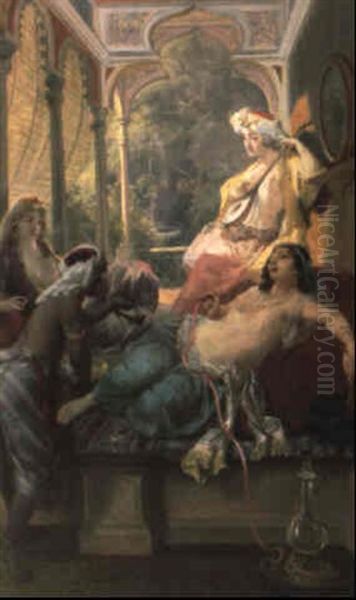 Scene De Harem Oil Painting by Pierre-Henri Sturm