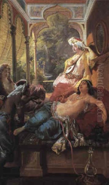 Scene De Harem Oil Painting by Pierre-Henri Sturm