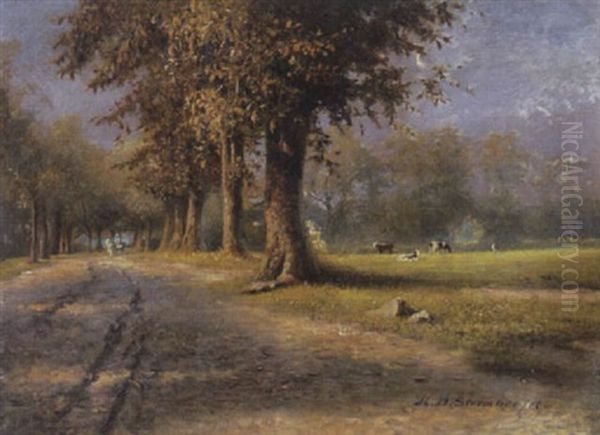 Alte Allee Bei Danzig In Der Herbstabendsonne Oil Painting by Bernhard Maximilian Sturmhoefel