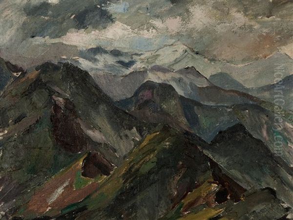 Alpine View Oil Painting by Egge (eugen) Sturm-Skrla