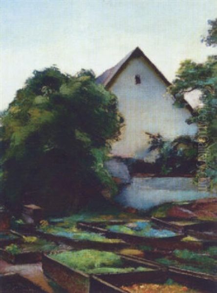 Blick In Eine Gartnerei Oil Painting by Egge (eugen) Sturm-Skrla