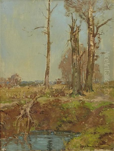 Trees By A Pond by Alick Riddel Sturrock