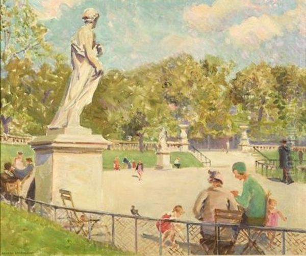 People In The Park Oil Painting by Helen Sturtevant