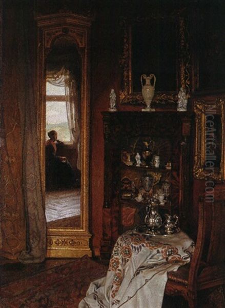 Interieur Oil Painting by Franz Sturtzkopf