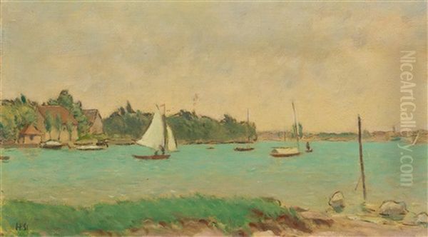 Bay Near Kreuzlingen Oil Painting by Hans Sturzenegger