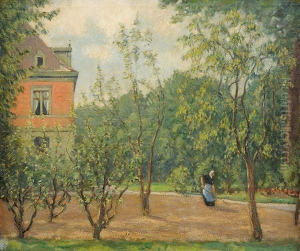 Ateliergarten In Zurich Oil Painting by Hans Sturzenegger