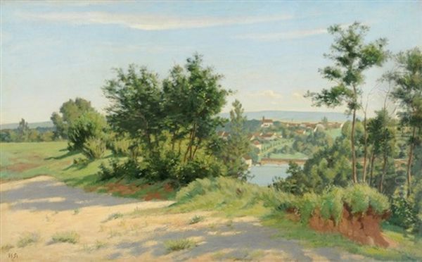 Blick Auf Rheinau Oil Painting by Hans Sturzenegger